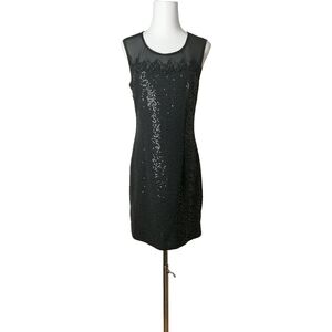 🌻black sleeveless fitted dress with lace, fishnet and glitter details by BANUER